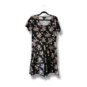 Plus Size Black Floral A-Line Dress